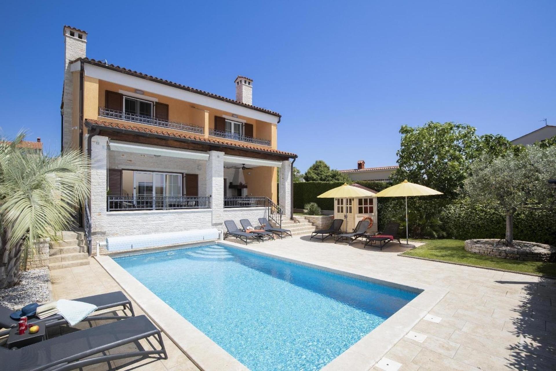 Ferienhaus In Pomer Mit Privatem Beheizten Pool Und Meerblick Exteriör bild